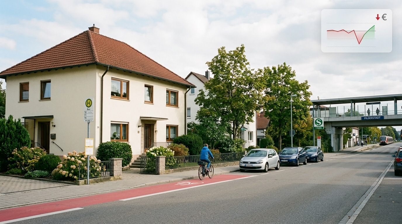 S‑Bahn in der Filderregion bei gestörter Strecke, Bahnsteig mit Fahrgästen