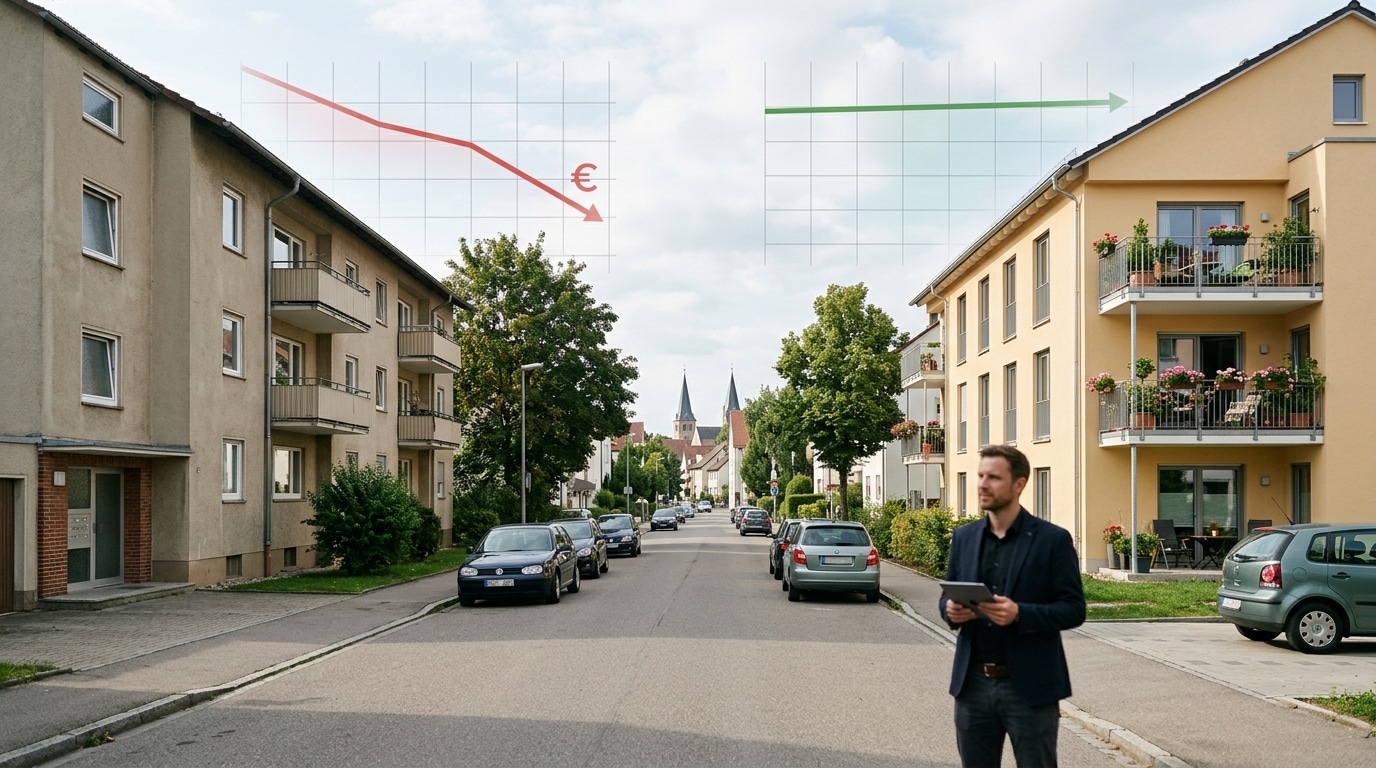 Wohnhäuser in der Filderregion mit Hinweisen auf Leerstand und demografischen Wandel
