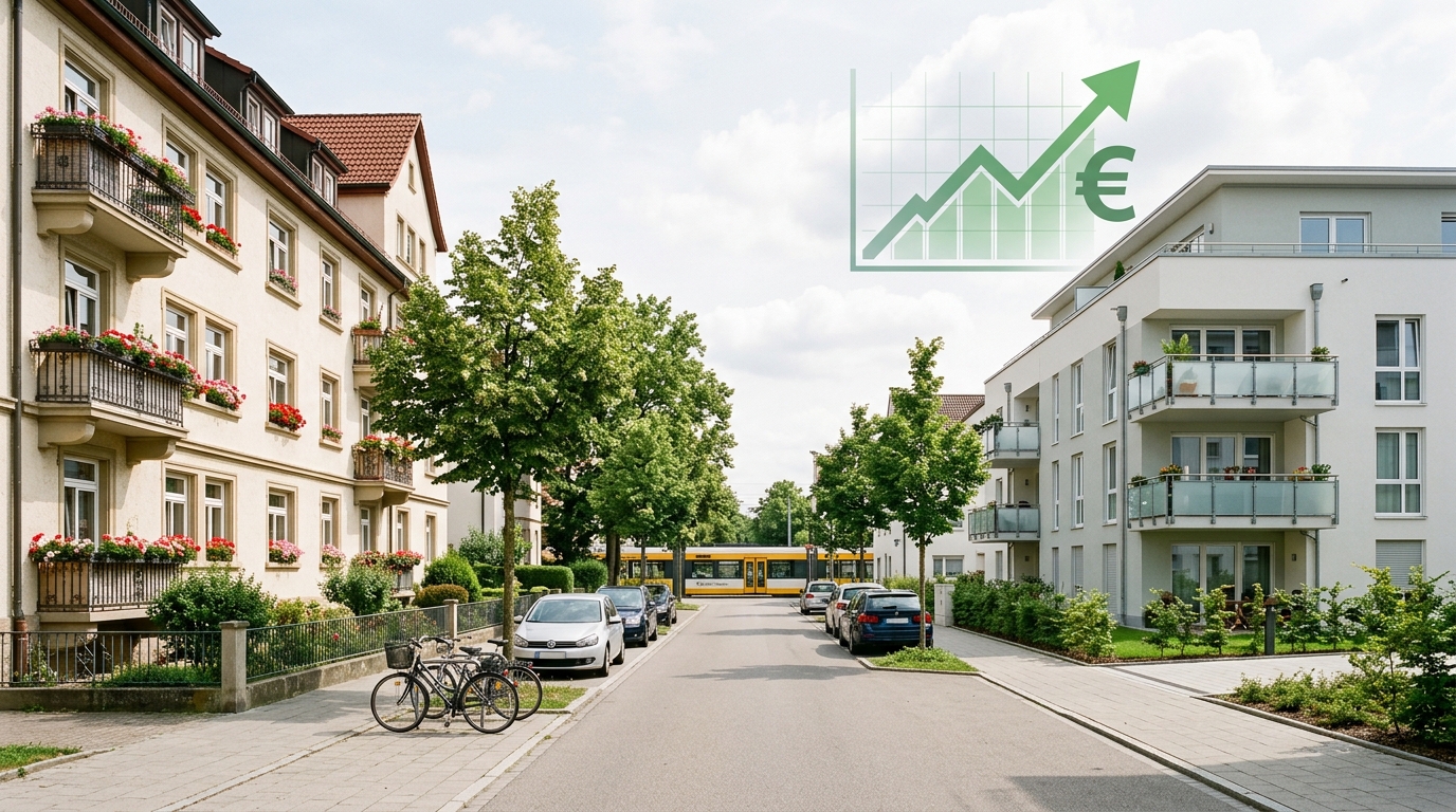Straßenzug mit Wohnhäusern und Einfamilienhäusern in der Filder-Region als Symbol für lokalen Immobilienmarkt 2026