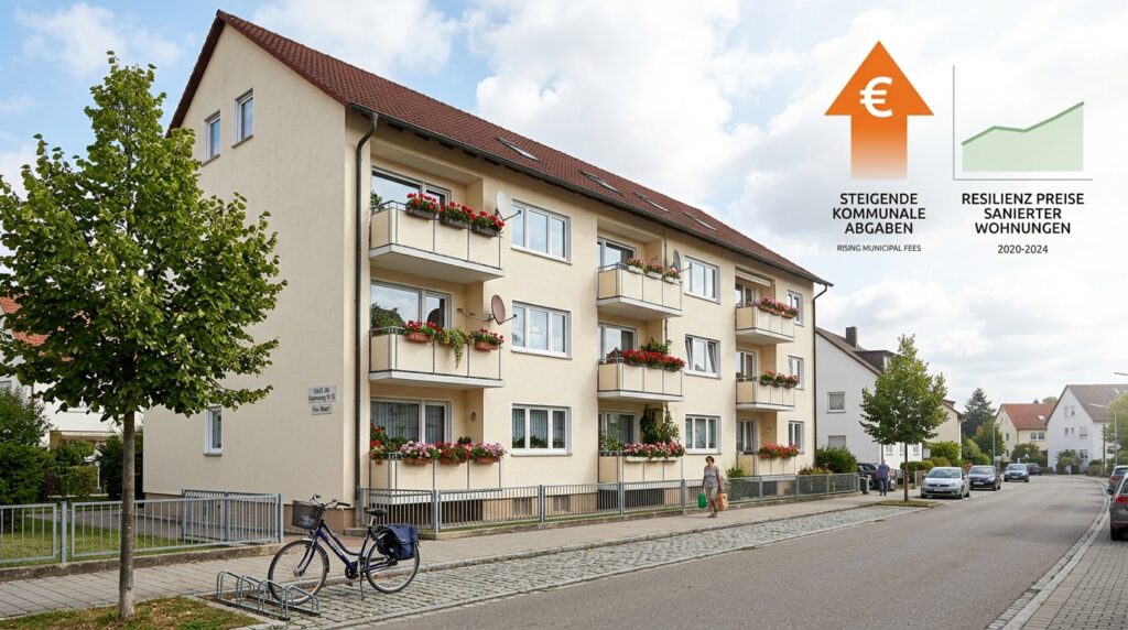 Blick auf Wohngebäude in Leinfelden-Echterdingen und Umgebung bei Sonnenschein