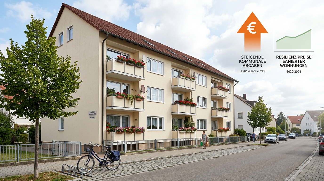 Blick auf Wohngebäude in Leinfelden-Echterdingen und Umgebung bei Sonnenschein