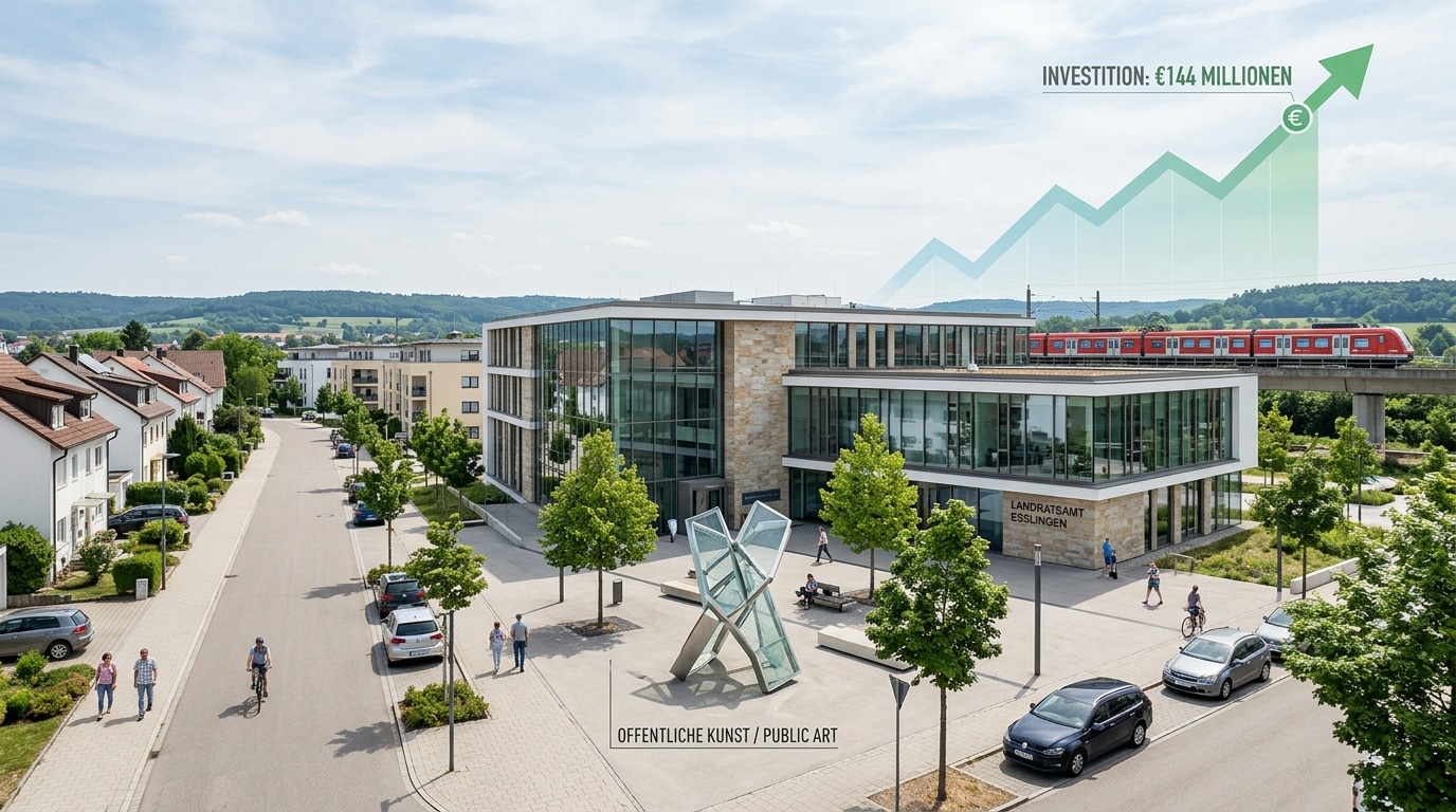 Neubau Landratsamt Esslingen und umliegende Infrastruktur mit S-Bahn-Anbindung